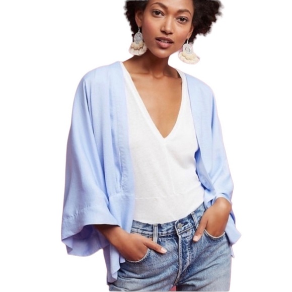 Anthropologie Jackets & Blazers - Anthropologie Floret Blue Violetta Open Front
Kimono Cardigan One Size Fits All
